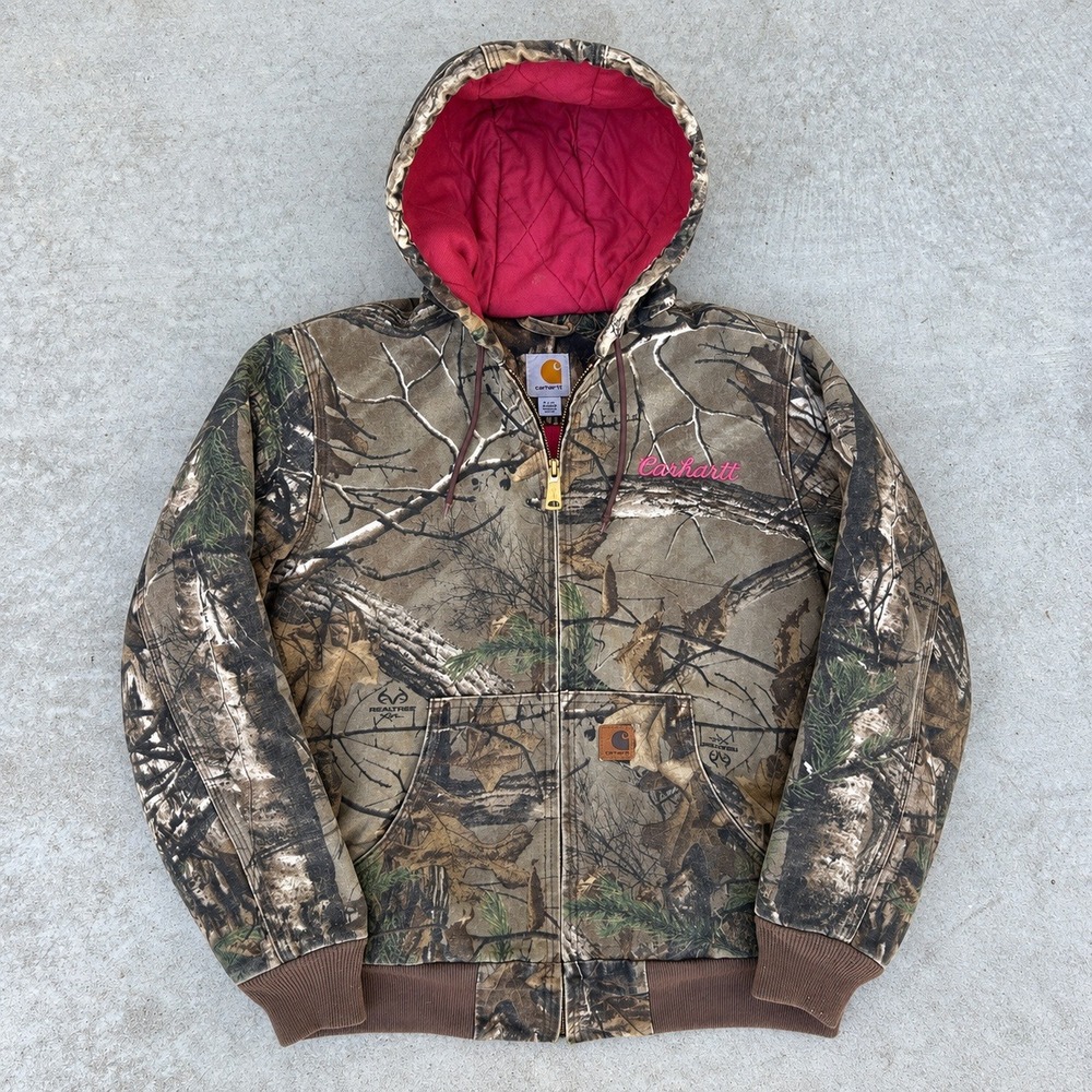 Carhartt Realtree Xtra Camo Jacket Small Pink Quilted Canvas Workwear Coat